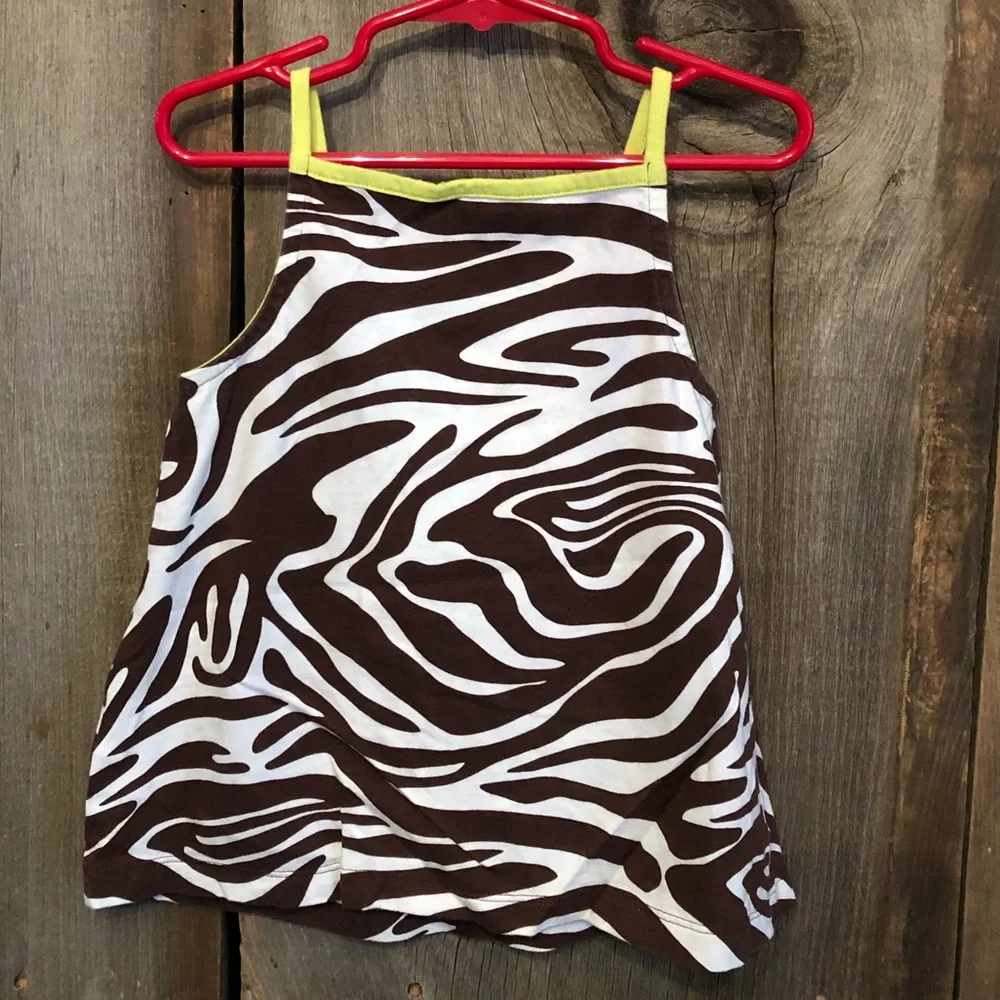 Carter’s Brown White Zebra Animal Print Pleated Swing Tank Top Size 4T